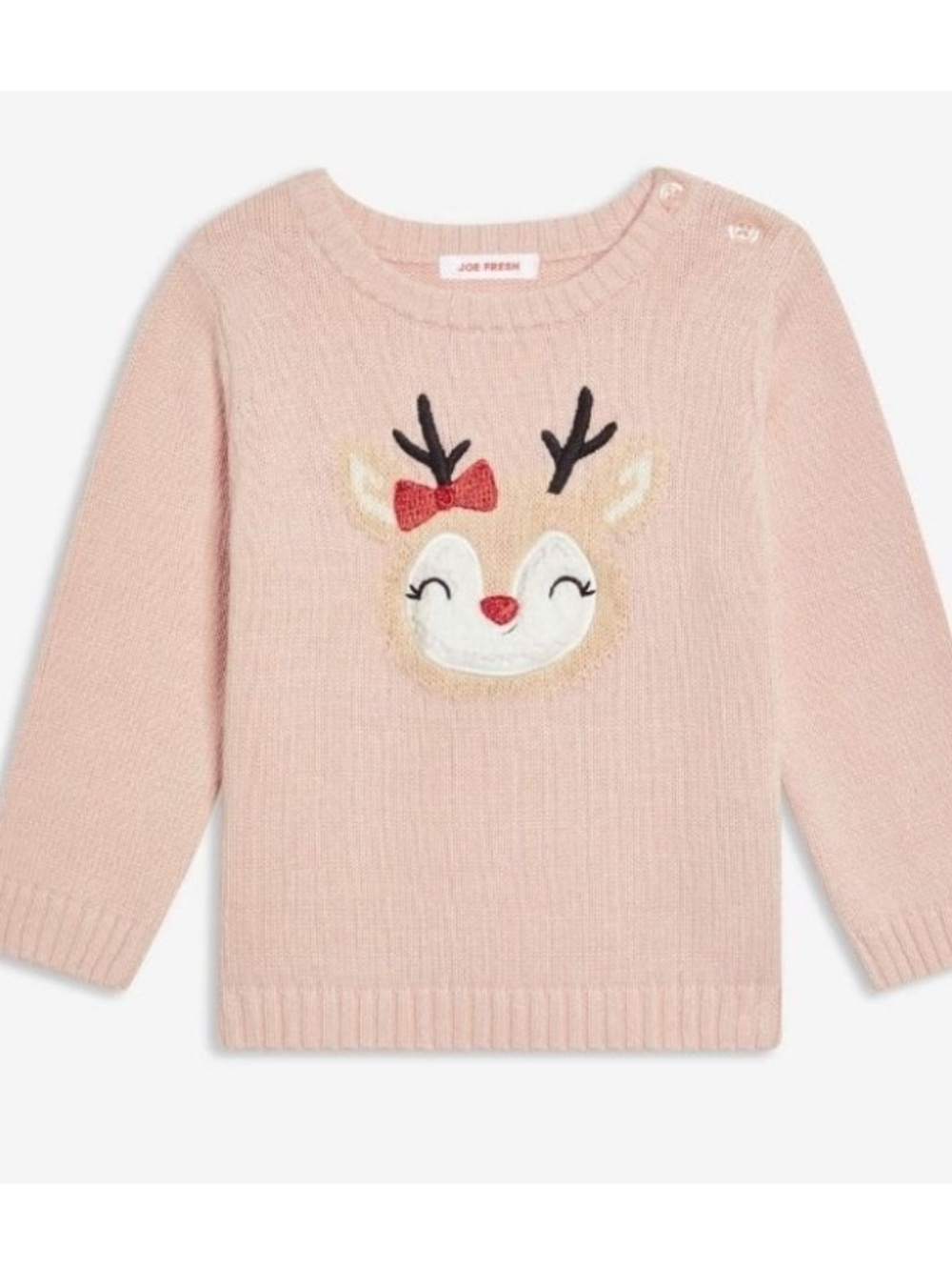 🍊5/$25 NWOT Joe Fresh Pink Reindeer Sweater size 6-12m